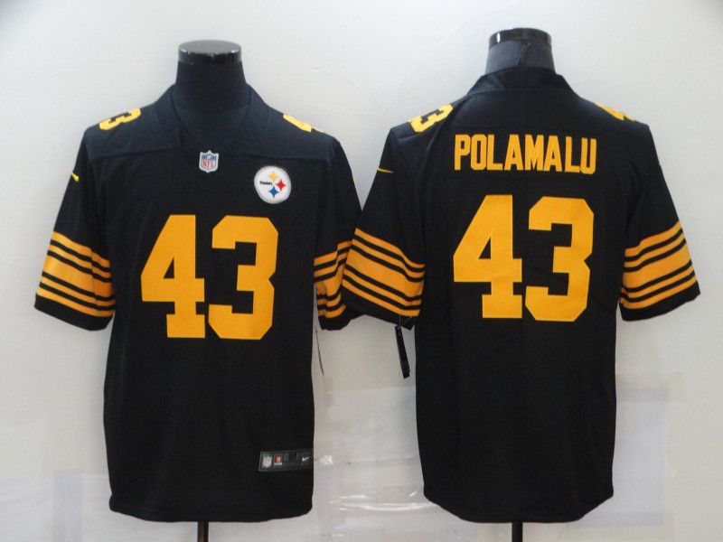 Men Pittsburgh Steelers #43 Polamalu Black yellow Nike Vapor Untouchable Limited 2020 NFL Nike Jerseys